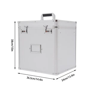 Tabletop Record Vinyl Carry Case Storage Box Locking with 50 Vinyl Record Silver - Picture 1 of 20