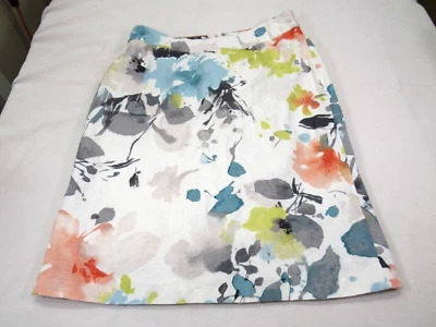 Jones Wear Womens Skirt 10 [ 30W 38 Hips 21L ] Floral Watercolor Lined Pencil - Image 1 of 4