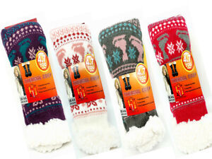 Thermal Fleece Cosy Ladies Sherpa Lining Socks Lounge Slipper Bed Socks 4.7 Tog