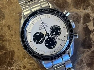 Omega Speedmaster Moonwatch Hesalite 42mm White Panda Dial Mechanical Wind - Picture 1 of 14