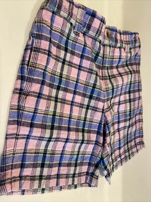 NUEVO Pantalones Cortos Janie And Jack Niña Talla 5 Rosa/Azul Cintura Ajustable Lino Foto 1 de 4