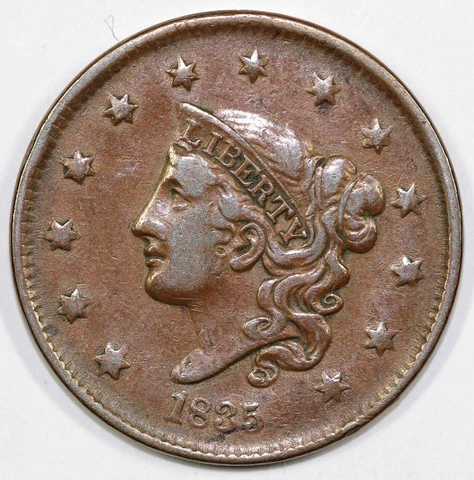 1835 1c Matron Head Large Cent Cover