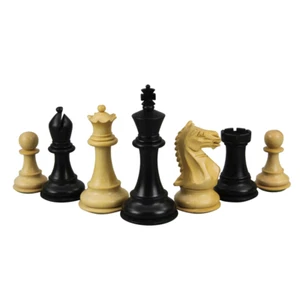 3.75 Inch Queen's Gambit Ebonised Fierce Knight Staunton Chess Pieces - Picture 1 of 4