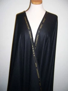 3yds ITALIAN ZEGNA 5 STAR BLACK CASHMERE SILK SELF PATTERN JACKET FABRIC - Picture 1 of 6