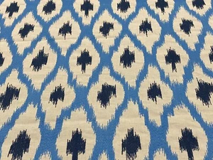 Robert Allen Embroidered Ogee Linen Fabric- Ogee Stitchery / Azure 2 yds 520592 - Picture 1 of 4