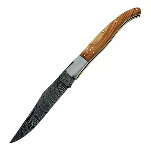 Handmade Damascus Steel Folding Pocket Knife For Hunting Outdoor Camping Hiking - Picture 1 of 13