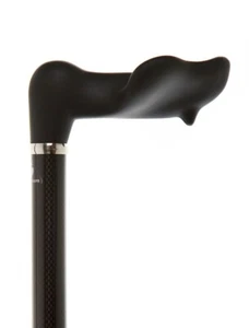 Ergonomic Anatomical Telescopic Carbon Fibre Walking Stick Cane Black Weave - Picture 1 of 2