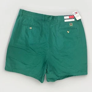 Vtg 90S Y2K NOS TOMMY HILFIGER TRADITION Masters Green Pleated SHORTs SIZE 38 - Picture 1 of 7