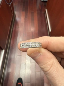 14K WHITE GOLD MENS DIAMOND WEDDING BAND .85 CTW NATURAL DIAMOND’S 14K WG - Picture 1 of 8