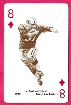 1963 Stancraft playing cards Jim Taylor (Red Back) Green Bay Packers 8 Diamond - Image 1 of 4