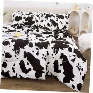  Cow Print Twin Comforter Set - Kids Brushed Microfiber Twin Bedding Set, 5  - Picture 1 of 8
