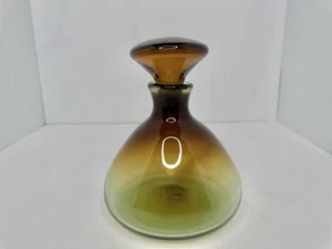 Vintage MCM Indiana Handcraft Glass 6533 Decanter In Burnt Honey 6.25” W/stopper - Picture 1 of 4