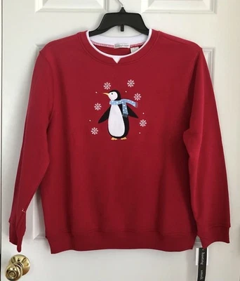Hasting & Smith Sudadera Talla Grande Rojo Pullover Feo Navidad Diseño Pingüino Foto 1 de 4
