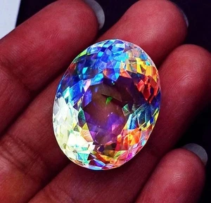 Mystic Quartz Rainbow 57.90 Ct Certified Loose Gemstone With Free Gift - Picture 1 of 8