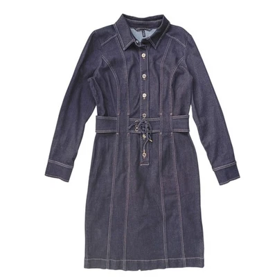 Vestido de mezclilla elástico manga larga con botones delanteros White House Black Market talla 10 Foto 1 de 4