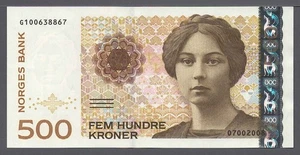 Norway 2008 500 Kroner P-51e +aUNC - Picture 1 of 2