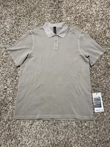 Lululemon Piqué Baumwolle T-Shirt Kragen verdünnte Waschung warm aschgrau - Large - Bild 1 von 5