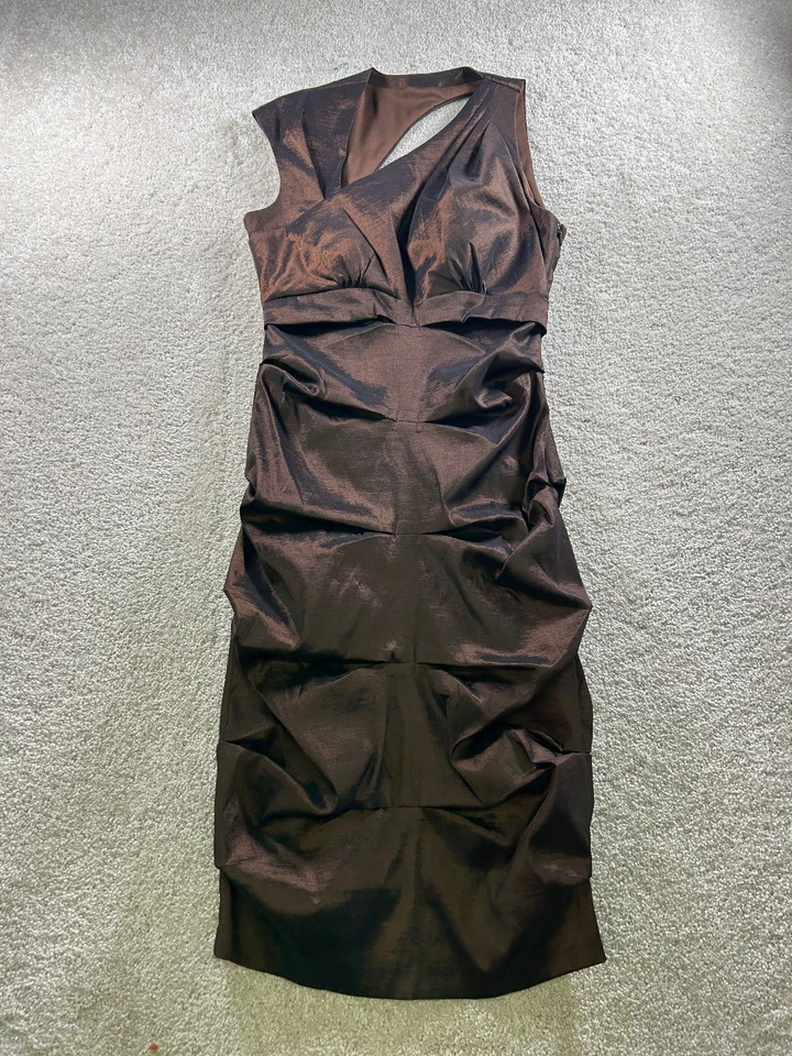 Vestido de cóctel JAX para mujer marrón talla 6 sin mangas de nailon spandex Foto 1 de 4