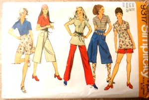 Blusa Gaucha Pantalones Simplicity 9317 Miss 2 Largo Talla 16 Busto 38 Wai-29 Año 1971 - Imagen 1 de 7