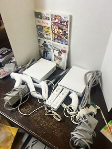 2 Nintendo Wii RVL-001 512 MB Home Console - White Bundle- Tested