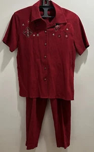 Jantzen Classics Hosenanzug Damen Gr. Large Gummizug Hose Kurzarm Knopf - Bild 1 von 15