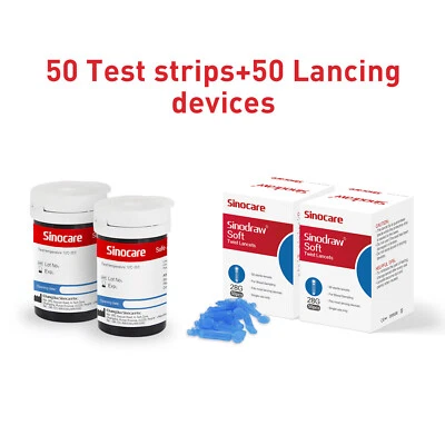 Sinocare Strisce Glicemia Data di Scadenza Fresco con 50 Strisce e 50 Lancette