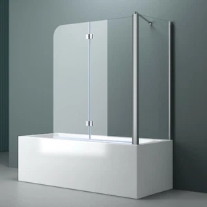 Duschwand für Badewanne Badewannenaufsatz Bad-faltwand Echtglas Cortona113 NEU! - Bild 1 von 13