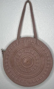 HANDTASCHE L RUND BEIGE ROSA ANTHROPOLOGIE SONNENUHR NÄHTE - Bild 1 von 14