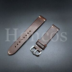 Fits For Omega Rolex Tissot Breitling Brown Leather Watch Strap Band 20/22/24mm