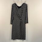 Gilli Womens Large Dress Black White Geometric 3/4 Slv Knit Pullover 20817