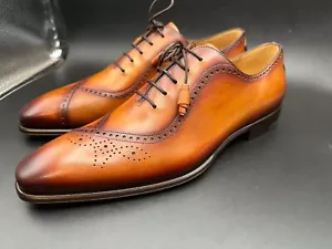 Mezlan Size 10 M Leather Lace Up Spain Cognac Brown Spain Dress Shoes MEN'S - Picture 1 of 8