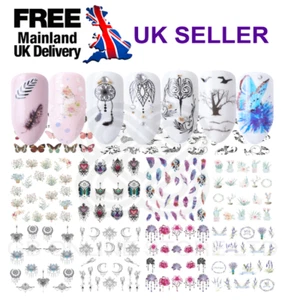 Nail Stickers Water Decals💐Flowers🌸Lace🎀Tribal🦋Butterfly🍓Fruits🌈Jewels🦄🌼 - Picture 1 of 24
