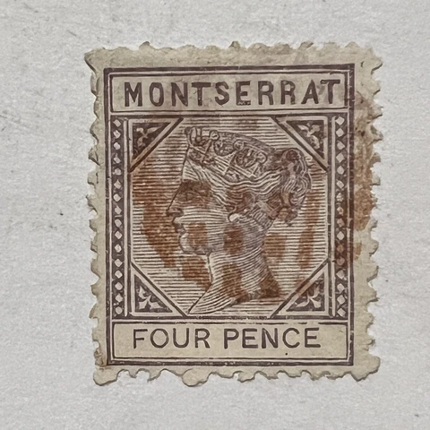 1885 MONTSERRAT STAMP SN 10 SG 12 FOUR PENCE, POSSIBLE FORGERY Cover