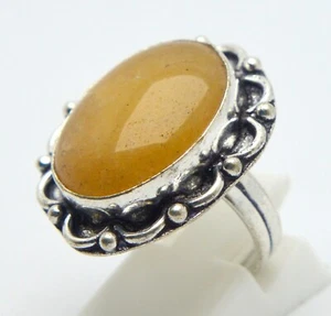 ANELLO ARGENTO 925 PIETRA MINERALE CALCITE GIALLA - Foto 1 di 6