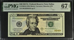 2017A $20 DALLAS Fancy RADAR ***PK42929242J*** Note PMG 67 EPQ - Picture 1 of 2