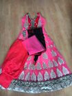 Pink Red Gold Indian Asian Shalwar Kameez Party Dress Wedding 3 Piece Size Small