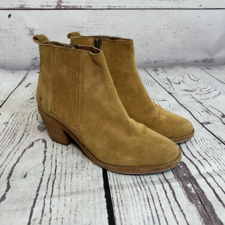 Botas de gamuza Frye para mujer talla 6B Alton Chelsea tacón cuero marrón brandy Foto 1 de 4