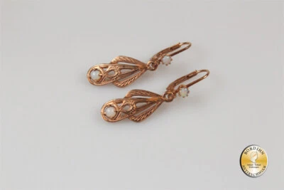 Orecchini Argento Dorato Opale Stile Giovanile Retrò Gioiello Pendenti Donna - Immagine 1 di 4