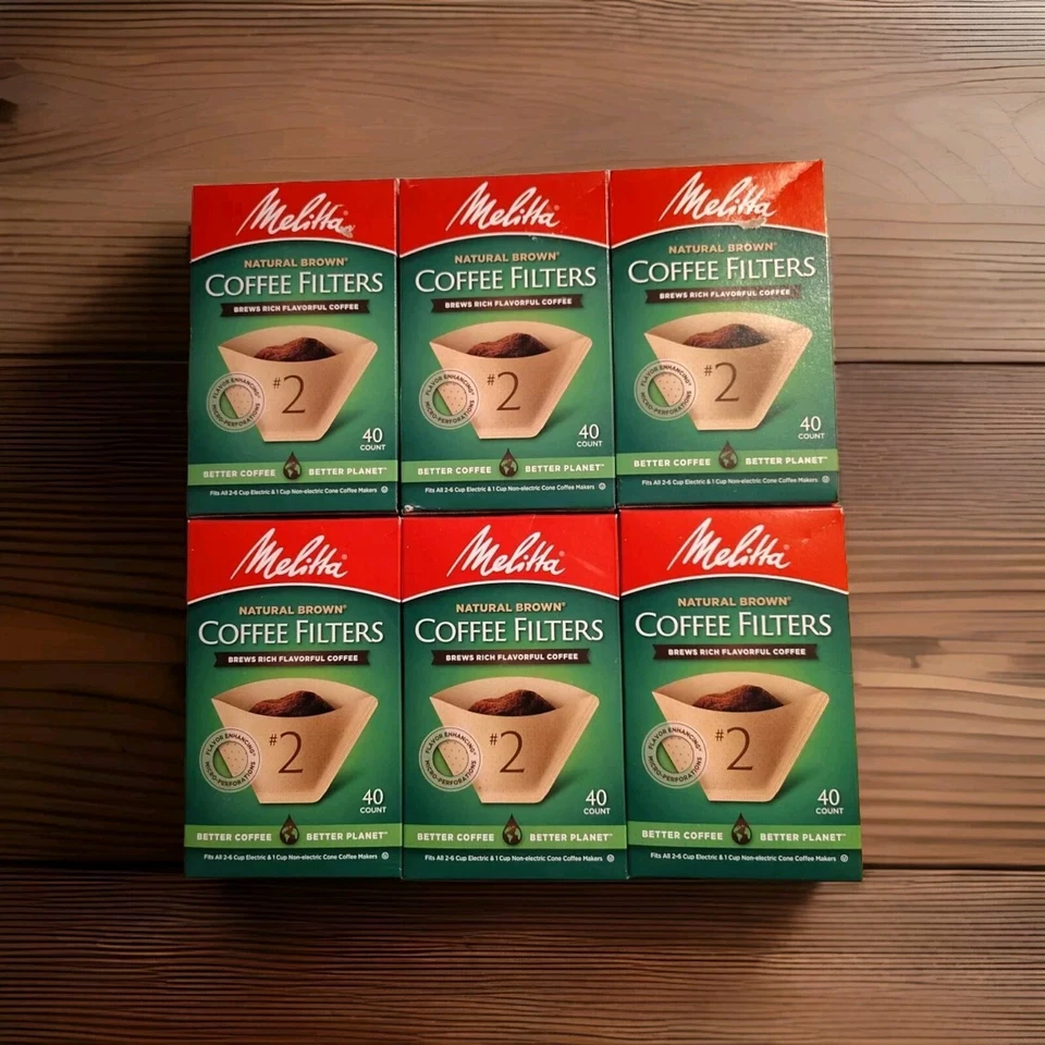 Melitta #2 Filtros Marrón Natural 40ct Se Adapta a Cafeteras Cono 1 Taza (6 Paquetes) Foto 1 de 1