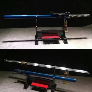 Folded Steel Chinese Tang Dynasty Dao 唐刀 Full Tang Blade Sharp Blue Scabbard. - Picture 1 of 10
