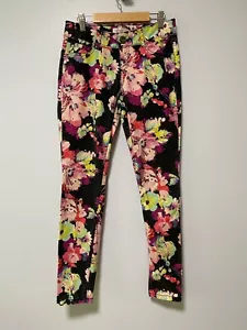 Vintage Süßigkeiten Blumenmuster Jeans Y2k 28x27 Größe 3 schwarz rosa 90er - Bild 1 von 12
