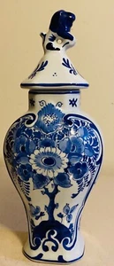 ROYAL DELFT PORCELAIN GINGER JAR LIDDED VASE - THE ORIGINAL BLUE 8.5”H - Picture 1 of 6