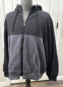 Sudadera con Capucha George Negra y Gris Polar Cremallera Frontal con Bolsillos/Talla 3XL - Etiquetas Nuevas - Imagen 1 de 18