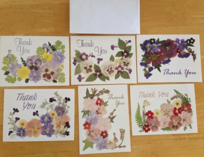 Lote de 6 tarjetas de notas de agradecimiento con diseño floral seco con sobres - diseñadas por artistas Foto 1 de 4