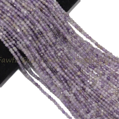 Cuentas sueltas redondas de amatista púrpura natural facetadas de 2/3/4 mm hilo de 15"" Foto 1 de 4