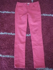 Women's DKNY Red Canvas Stretch Jeans SOHO Skinny Size 02 28w x 32l EUC - Picture 1 of 7