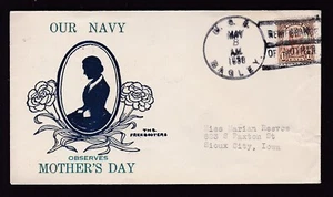 NAVY SHIP - U.S.S. BAGLEY 1938, OBSERVE MOTHERS DAY "WENTZ CACHET" - Picture 1 of 2