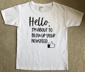ADOPTION DAY size Small Youth White Short Sleeve T-Shirt Black Writing - Picture 1 of 3