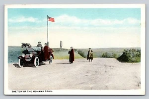 Antique Postcard Mohawk Trail Flag Car Berkshire Hills MA Virgin Country Travels - Picture 1 of 2