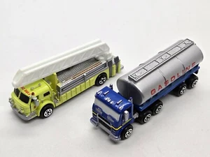 Micro Machines Semi Trucks #1 Rescue Squad Yellow Fire Truck Gasoline Tanker Lot - Picture 1 of 5